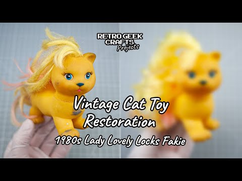 Vintage Cat Toy Restoration (Lady Lovely Locks Fakie) Defrizzing, Cleaning and Styling Doll 1980s