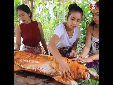 Yummy cooking BBQ Pork with crab recipe   Butter Knife