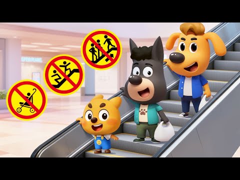 Escalator Mall Adventure | Kids Learn Safety Rules | Police Cartoon | Sheriff Labrador