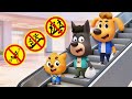 Escalator Mall Adventure Kids Learn Safety Rules Police Cartoon Sheriff Labrador