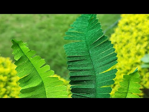 How to make paper fern @kiran.gurupanchayan #crapepaper #paperflower #papercraft #leaf #ferns