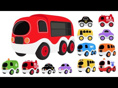 Colors for Children to Learn with Bus Transporter and Toy Street Vehicles - Toy Cars For Kids