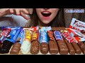 ASMR CHOCOLATE CANDY BARS KINDER BOUNTY SNICKERS OREO KITKAT DESSERT MUKBANG EATING SOUNDS