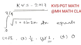 Previous year Question KVS-2017(PGT | TGT) - MATHS