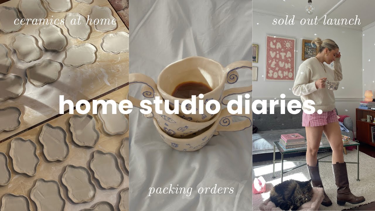 home studio diaries ☕️ sold out ceramics launch, packing orders & my biggest commission yet! | vlog