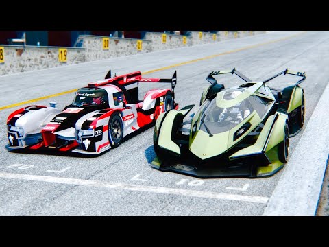 Lamborghini V12 VGT vs Audi R18 Le Mans at Imola GP