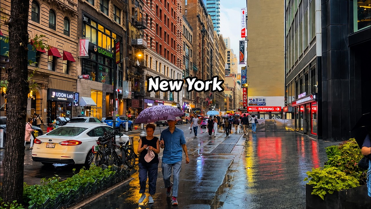 Strolling In New York City Summer Light Rain 4k Video