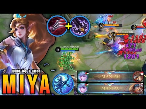 32 Kills + MANIAC!! Op Miya One Hit Build - Build Top 1 Global Miya ~ MLBB