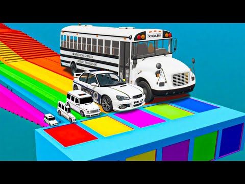 Small Cars on Big Car vs Slide Color with Portal Pool - Cars vs Deep Water - BeamNG.Drive