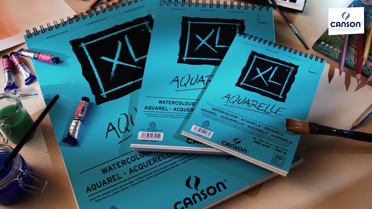 Скетчбук для акварели на спирали Canson "XL AQUA" A5 34 л 300 г видео