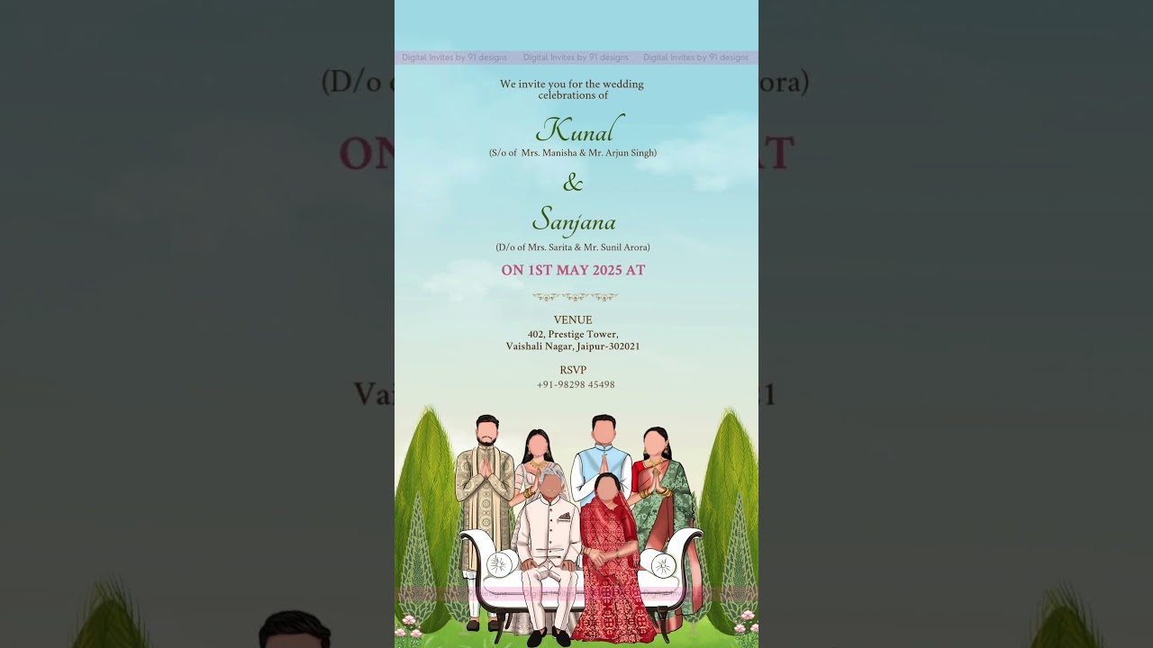 Pastel Pink Floral Wedding Invitation
