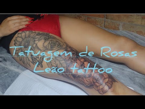 Tatuagem de Rosas Leão tattoo Whip Shading Leo Colin Tattoo Floral