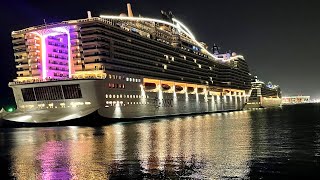 Luxurious cruise MSC World Europa at Qatar cruise Terminal for World Cup Football #qatar2022