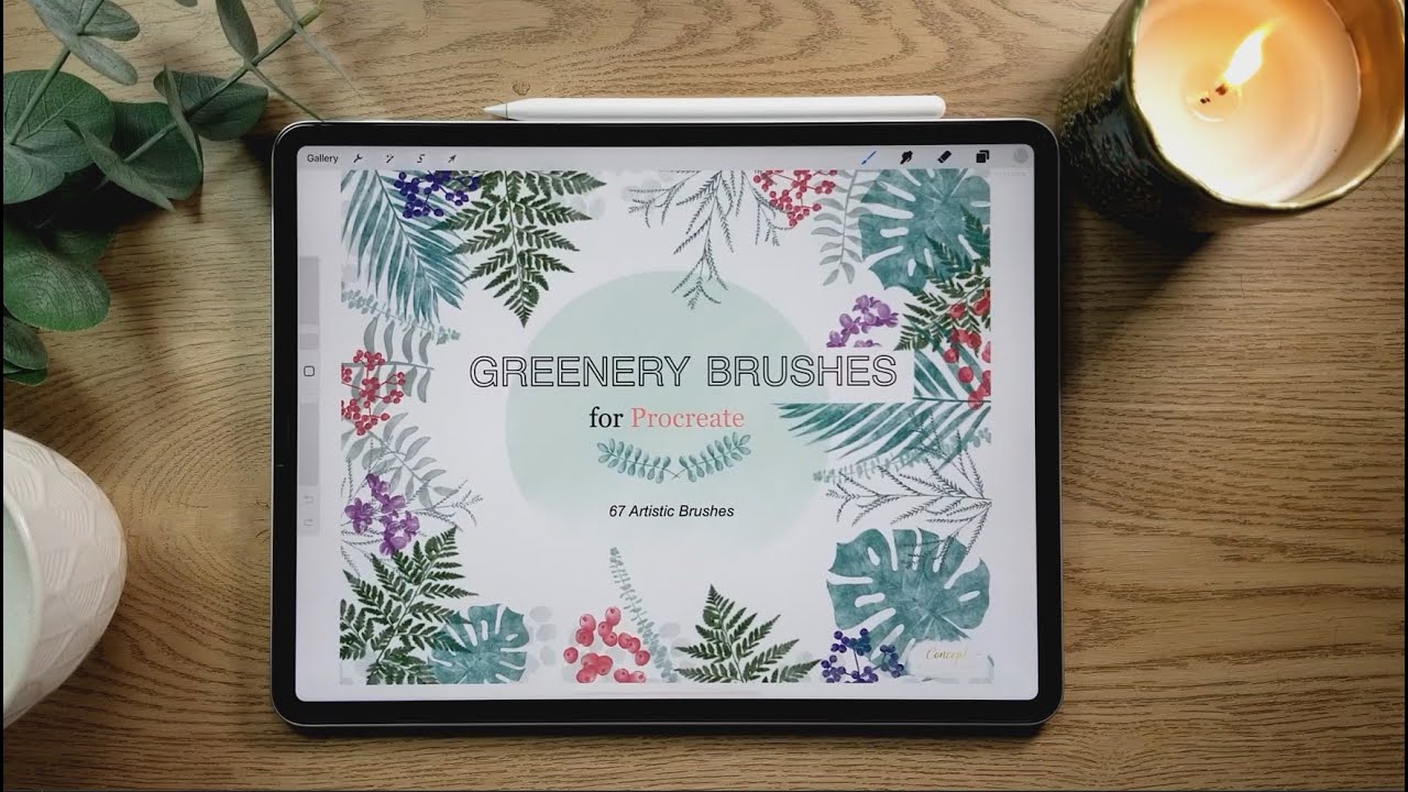 Procreate Brush Stamp Set Demo - Greenery, Leaves & Botanicals