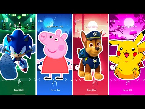 Sonic vs Peppa Pig vs Paw Patrol vs Pikachu - Tiles Hop EDM Rush ft  Memes