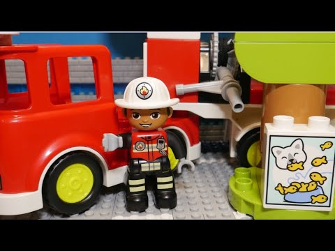 NEW FIRE TRUCK LEGO DUPLO 10969 IN ACTION STOP MOTION