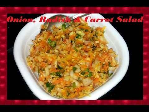 Onion, Radish & Carrot Salad | Kanda, Mula, Gajar Koshimbir | Marathi Recipe with English Subtitles Video