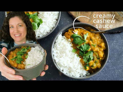 Vegan Chickpea Curry Recipe with Cashew Cream Sauce