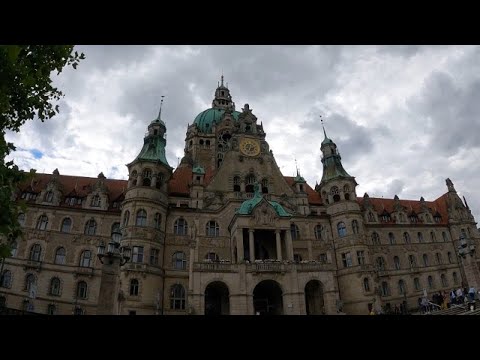 Walking tour Germany , Hannover ,HBF ,City ,Rathaus ,Maschpark ,Maschsee 2022