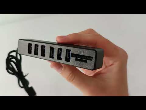 USB хаб (6 x USB, 1 x microSD/TF, 1 x SD/SDHC/SDXC). Длина шнура 90 см. - фото 1 - id-p2744668730