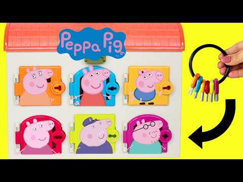 Peppa Pig Surprise Doors with Keys + DIY Crafts for Kids!