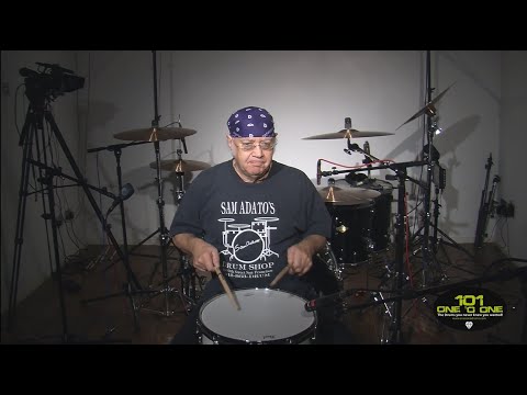 101 Drums - Mr. Ian Paice testing a 101 snaredrum with Pearl hardware