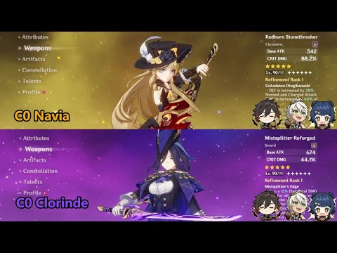 C0 Navia Hypercarry & C0 Clorinde Overload F2P build #viral #genshinimpact #trending