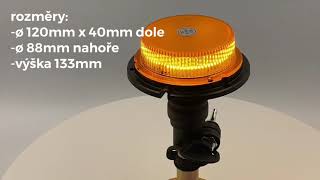 LED maják, 12-24V, 18x1W oranžový, na držiak, ECE R10