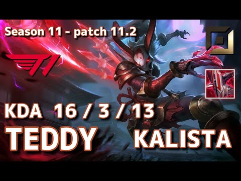 【韓国サーバー/C1】T1 Teddy カリスタ(Kalista) VS サミーラ(Samira) BOT - Patch11.2 KR Ranked【LoL】