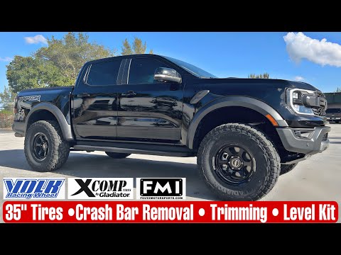 35” Tires on a Next Gen Ford Ranger Raptor | Crash Bar Removal, Fender Trimming & TE37XT Wheels