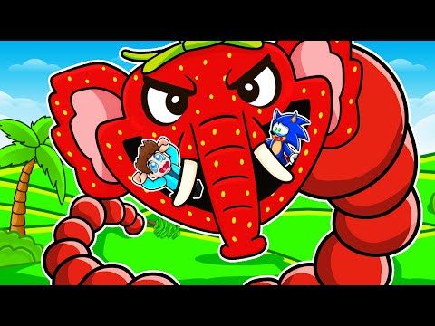 ESCAPE THE GIANT STRAWBERRY ELEPHANT WORM IN ROBLOX !!