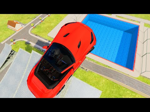 High Speed Jumping In Pool   BeamNG drive