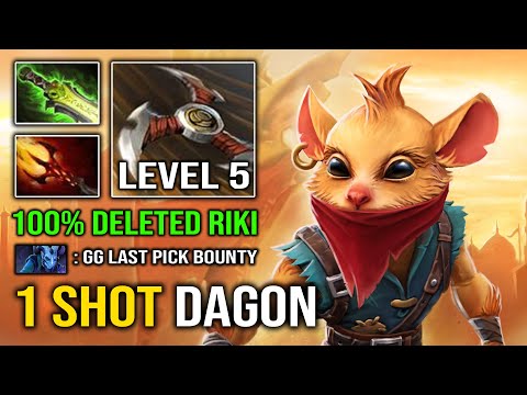If There's RIKI Just Pick Bounty to 1 Shot Him with LEVEL 5 Dagon & 12Min Scepter EZ GG Dota 2
