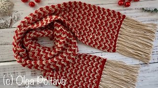 Crochet Festive Scarf with Two Yarns, Easy 2 Row Repeat, Holiday Crochet