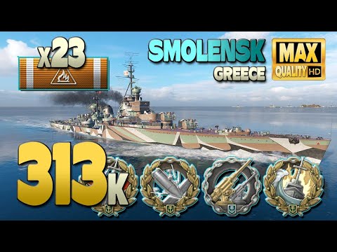 Cruiser Smolensk on map Greece, 312k damage - World of Warships