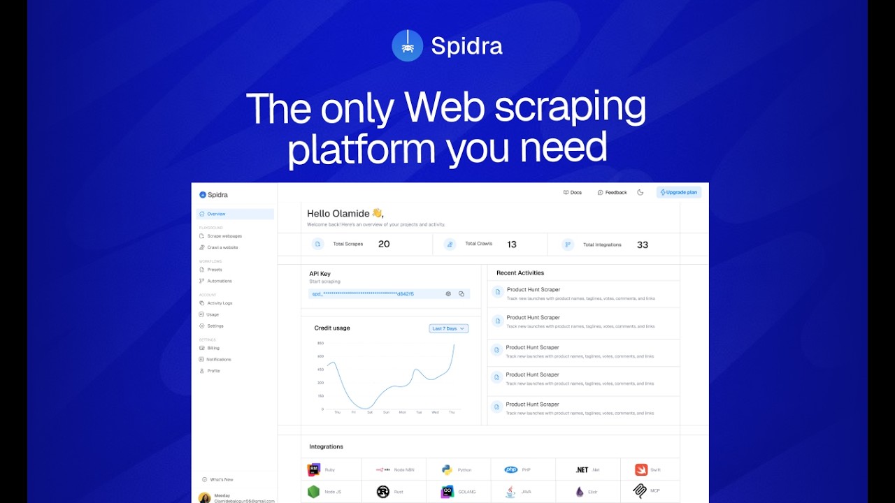Spidra demo video