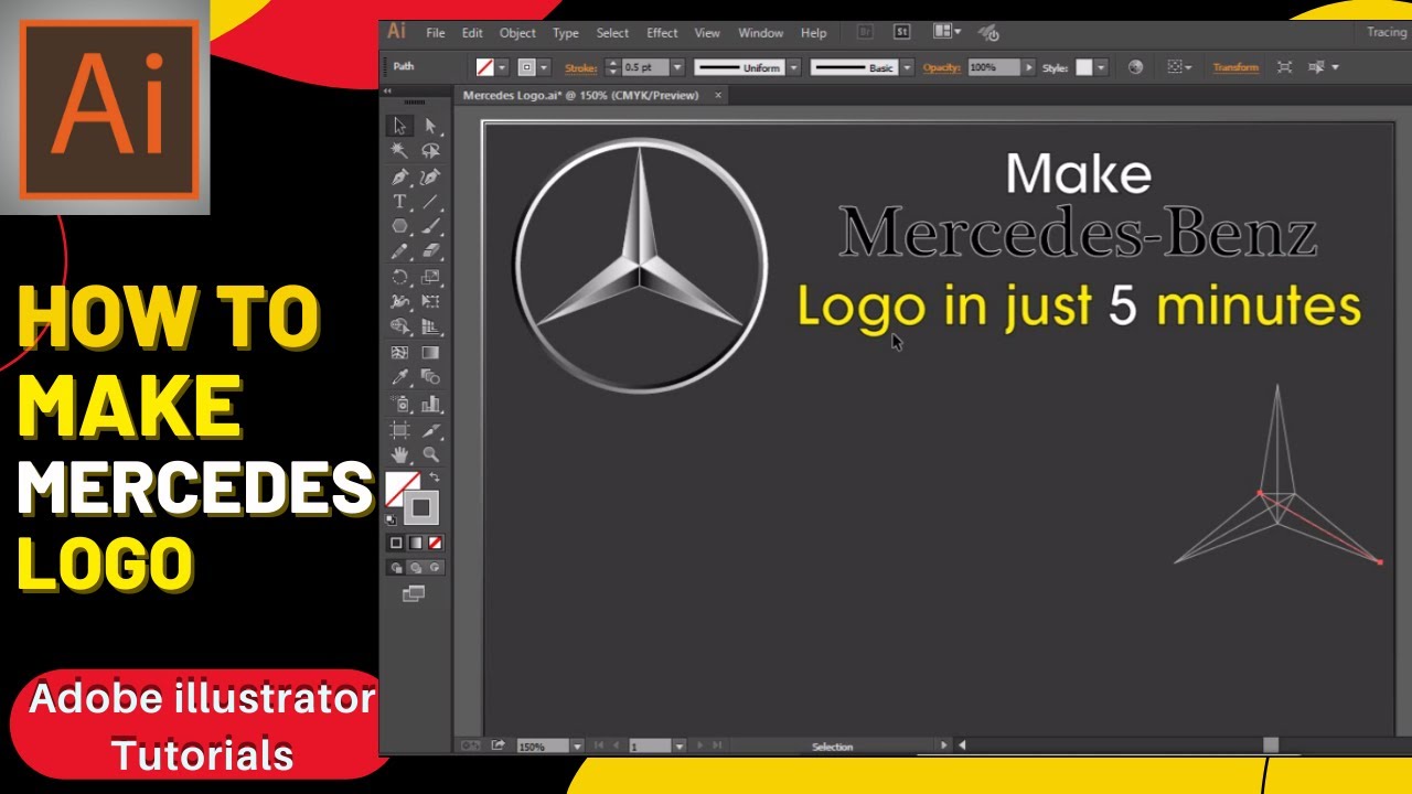 Adobe illustrator logo design Tutorial for Beginners (Mercedes Logo) 2022