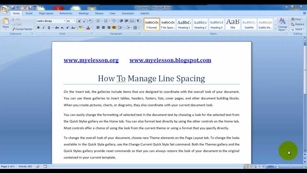 MS Word: Manage Line Spacing