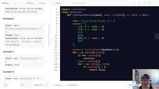 YouTube video '1296. Divide Array in Sets of K Consecutive Numbers | English | Medium'