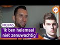 Superfan Arjan heeft een megagroot spandoek van Max Verstappen