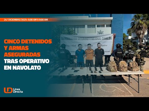 Cinco detenidos y armas aseguradas tras operativo en Navolato