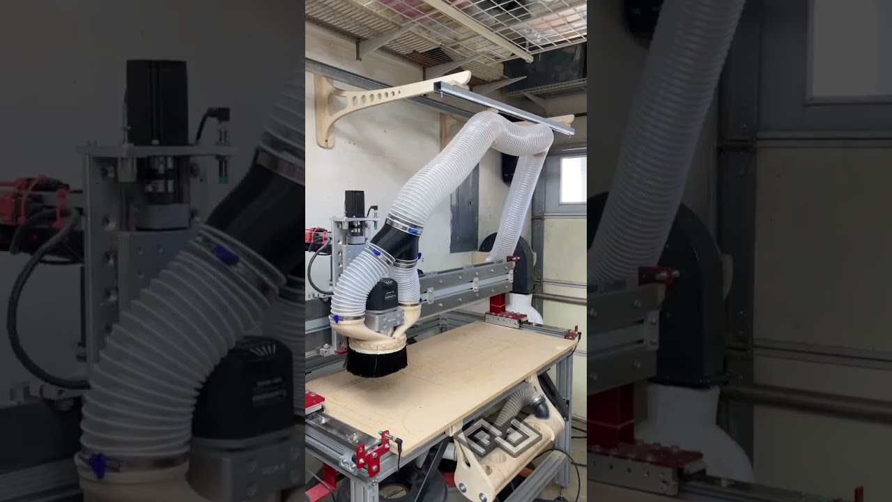 Had high hopes but this rail system didn’t work for the dust collection hose. #cncrouter #avidcnc
