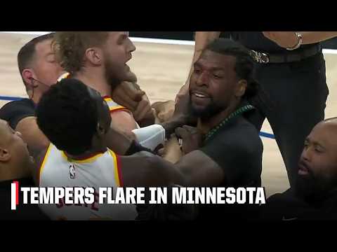 Naz Reid and Mouhamed Gueye ejected after scuffle in Hawks-Timberwolves | NBA on ESPN
