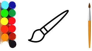 How to Draw A Painting Brush For Kids Step by Step and Coloring | Painting brush drawing #paintbrush