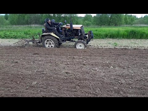 Пахота 31.05.2020 самодельным трактором