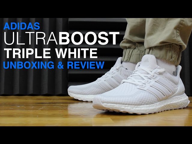 ultra boost triple white on foot