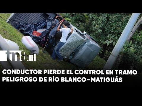 Camioneta terminó volcada en carretera Río Blanco, Matiguás