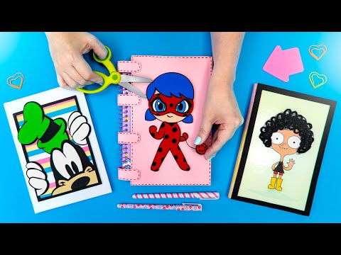 5 IDEIAS PARA CUSTOMIZAR CADERNOS PARA VOLTA ÀS AULAS 📚 Ladybug, Irmão do Jorel, Pateta e mais