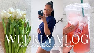 VLOG: MINI SELF CARE ROUTINE + BRUNCH DATE + 32 WEEKS PREGNANT + BIRTHDAY FUN | PREGNANCY VLOG