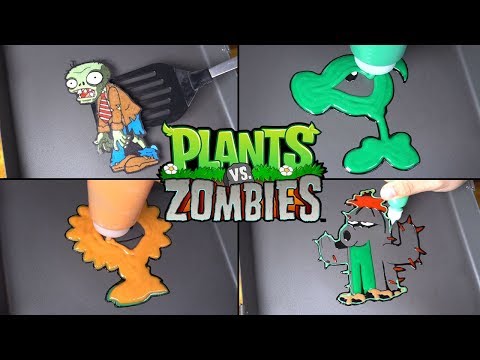 Plants vs Zombies Pancake Art - Zombie, Peashooter, Sunflower, Cactus
